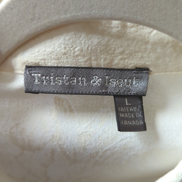 Womens Buttoned Blouse with Subtle Floral Pattern & French Cuffs sz Large - Picture 6 of 8